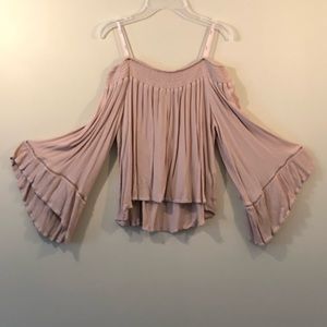 Blush Bell Sleeved Off the shoulder crop top